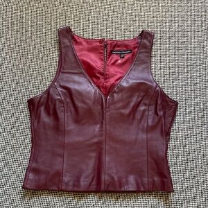 Burgundy Faux Leather Sleeveless Top